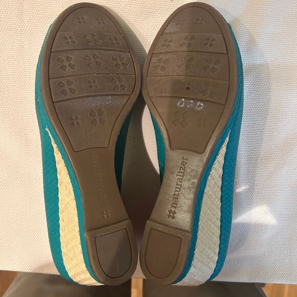 NEW (NWOT) Naturalizer turquoise Narlene peeptoe wedges sz 7 - Picture 9 of 10